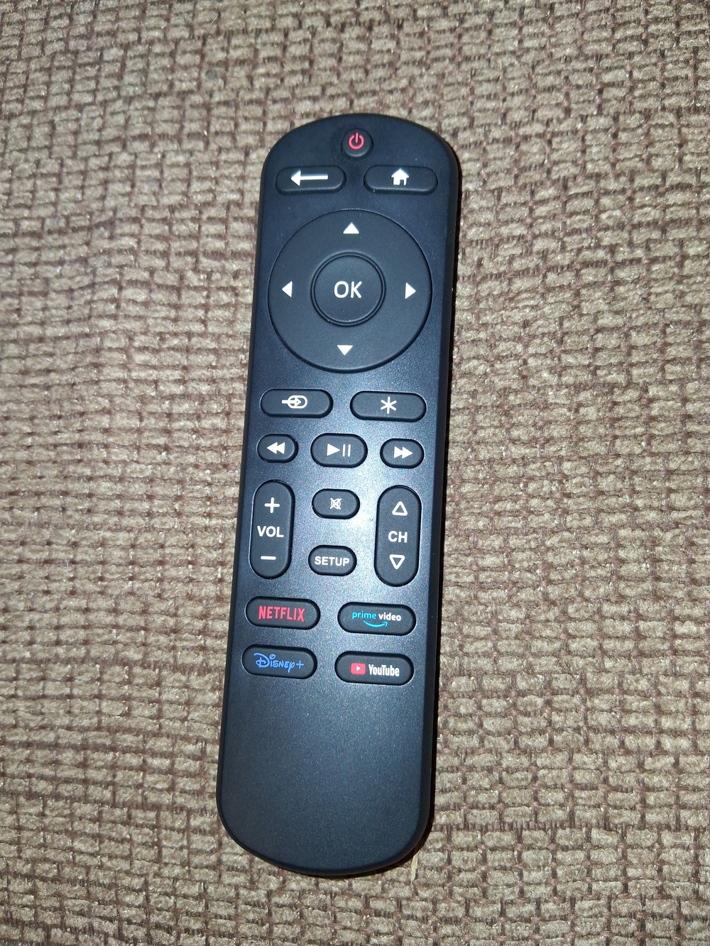 Black Streaming TV Remote with Dedicated App Buttons